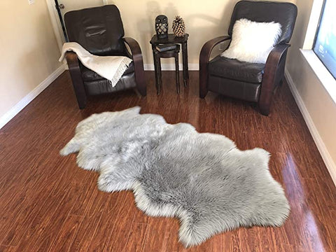 LAMBZY Genuine Sheepskin Silky Area Rug - Thick Strong Bottom Texture Stain Resistant Area Rug - lambzydecor.com