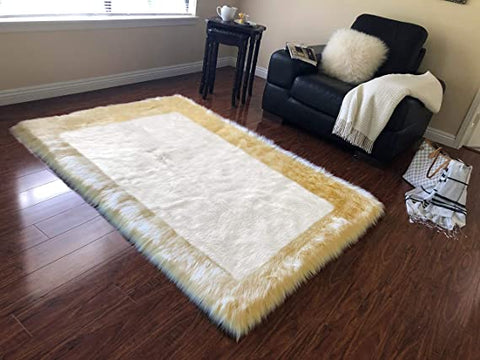 Versatile Faux Sheepskin Border Rug - Adds Coziness to Your Living Space - lambzydecor.com