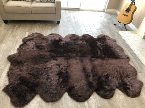 Genuine Sheepskin Area Rug with Strong Bottom Texture - Maya Collection, Black 2’X3' (60X90Cm) - lambzydecor.com