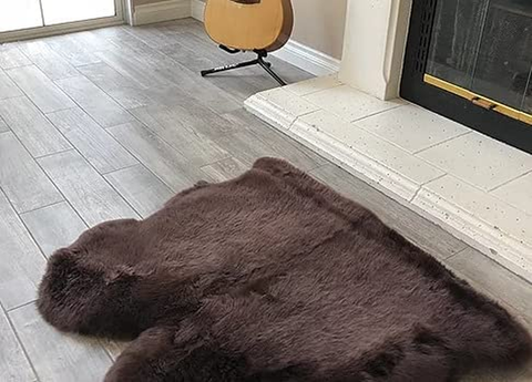 Genuine Sheepskin Area Rug with Strong Bottom Texture - Maya Collection, Black 2’X3' (60X90Cm) - lambzydecor.com