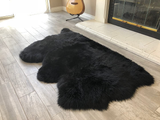 Genuine Sheepskin Area Rug with Strong Bottom Texture - Maya Collection, Black 2’X3' (60X90Cm) - lambzydecor.com
