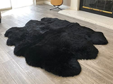 Genuine Sheepskin Area Rug with Strong Bottom Texture - Maya Collection, Black 2’X3' (60X90Cm) - lambzydecor.com
