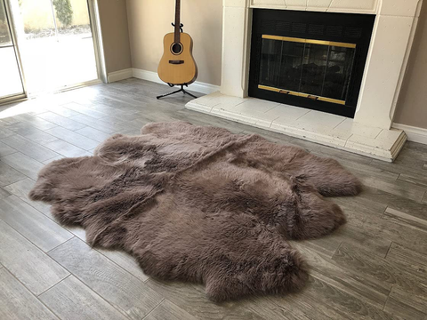 Genuine Sheepskin Area Rug with Strong Bottom Texture - Maya Collection, Black 2’X3' (60X90Cm) - lambzydecor.com