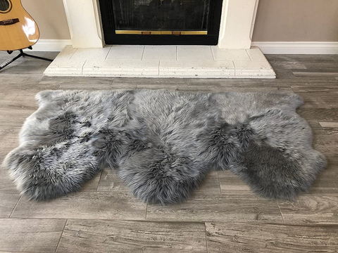 Genuine Sheepskin Area Rug with Strong Bottom Texture - Maya Collection, Black 2’X3' (60X90Cm) - lambzydecor.com