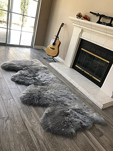Genuine Sheepskin Area Rug with Strong Bottom Texture - Maya Collection, Black 2’X3' (60X90Cm) - lambzydecor.com