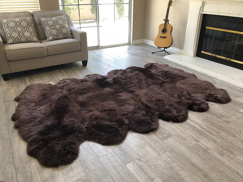 Genuine Sheepskin Area Rug with Strong Bottom Texture - Maya Collection, Black 2’X3' (60X90Cm) - lambzydecor.com