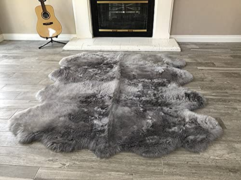 Genuine Sheepskin Area Rug with Strong Bottom Texture - Maya Collection, Black 2’X3' (60X90Cm) - lambzydecor.com