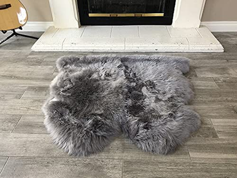 Genuine Sheepskin Area Rug with Strong Bottom Texture - Maya Collection, Black 2’X3' (60X90Cm) - lambzydecor.com