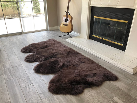 Genuine Sheepskin Area Rug with Strong Bottom Texture - Maya Collection, Black 2’X3' (60X90Cm) - lambzydecor.com