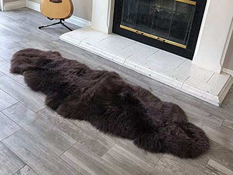 Genuine Sheepskin Area Rug with Strong Bottom Texture - Maya Collection, Black 2’X3' (60X90Cm) - lambzydecor.com