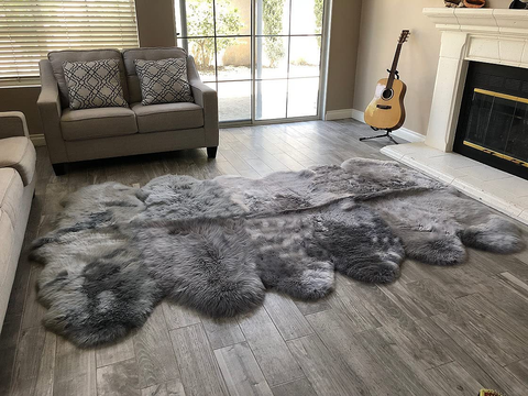 Genuine Sheepskin Area Rug with Strong Bottom Texture - Maya Collection, Black 2’X3' (60X90Cm) - lambzydecor.com