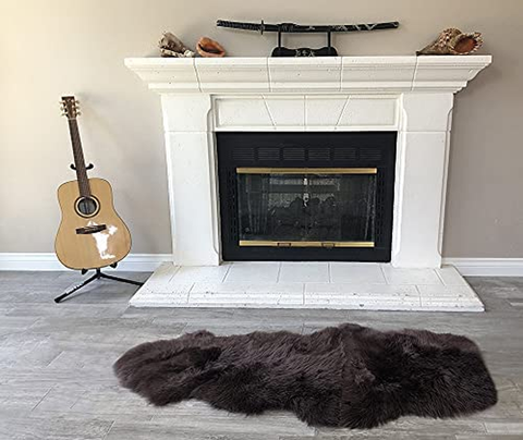 Genuine Sheepskin Area Rug with Strong Bottom Texture - Maya Collection, Black 2’X3' (60X90Cm) - lambzydecor.com