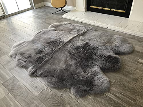 Genuine Sheepskin Area Rug with Strong Bottom Texture - Maya Collection, Black 2’X3' (60X90Cm) - lambzydecor.com