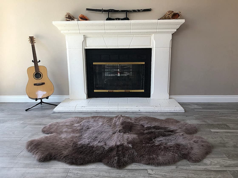 Genuine Sheepskin Area Rug with Strong Bottom Texture - Maya Collection, Black 2’X3' (60X90Cm) - lambzydecor.com