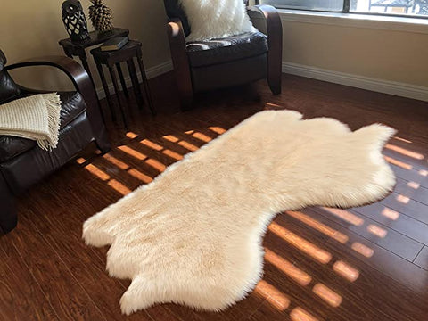 LAMBZY Genuine Sheepskin Silky Area Rug - Thick Strong Bottom Texture Stain Resistant Area Rug - lambzydecor.com