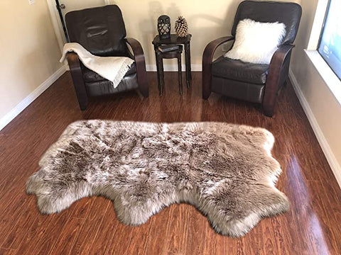LAMBZY Genuine Sheepskin Silky Area Rug - Thick Strong Bottom Texture Stain Resistant Area Rug - lambzydecor.com