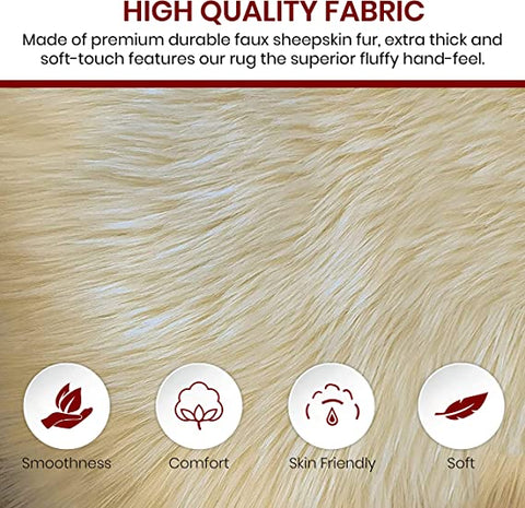 Luxury Faux Sheepskin Fur Rug, Fluffy Area Rug, Non-Slip Home Décor Accent - lambzydecor.com