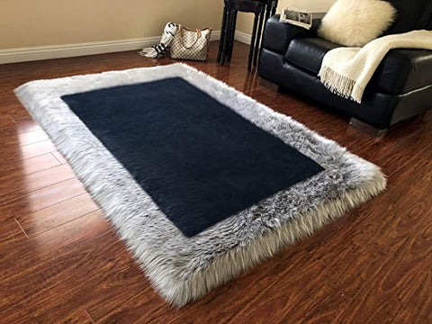 Versatile Faux Sheepskin Border Rug - Adds Coziness to Your Living Space - lambzydecor.com