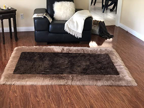 Versatile Faux Sheepskin Border Rug - Adds Coziness to Your Living Space - lambzydecor.com