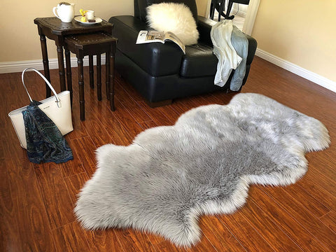 Luxury Faux Sheepskin Shaggy Silky Plush Carpet - Hypoallergenic, Free Shape Rug - lambzydecor.com