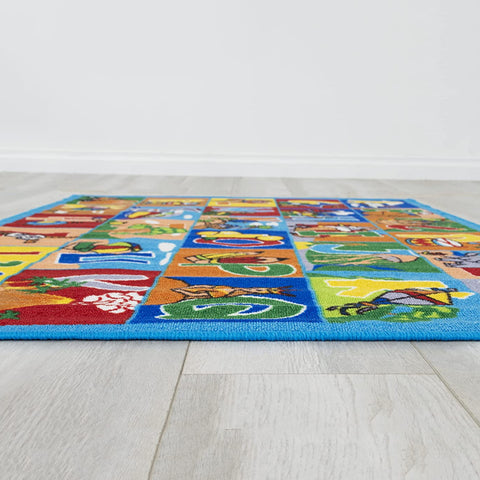 Colorful Kids Educational Rug for Playroom and Classroom - Learn and Play - lambzydecor.com