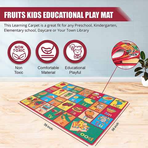 Colorful Kids Educational Rug for Playroom and Classroom - Learn and Play - lambzydecor.com