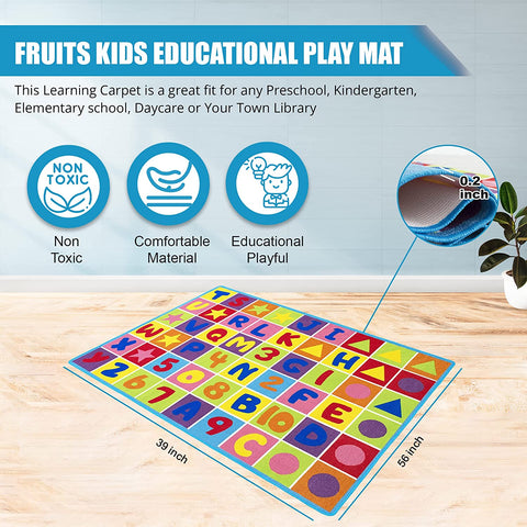 Colorful Kids Educational Rug for Playroom and Classroom - Learn and Play - lambzydecor.com