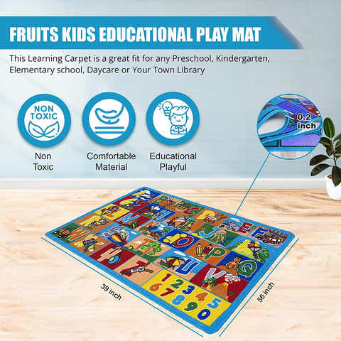 Colorful Kids Educational Rug for Playroom and Classroom - Learn and Play - lambzydecor.com