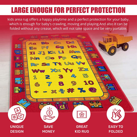 Colorful Kids Educational Rug for Playroom and Classroom - Learn and Play - lambzydecor.com