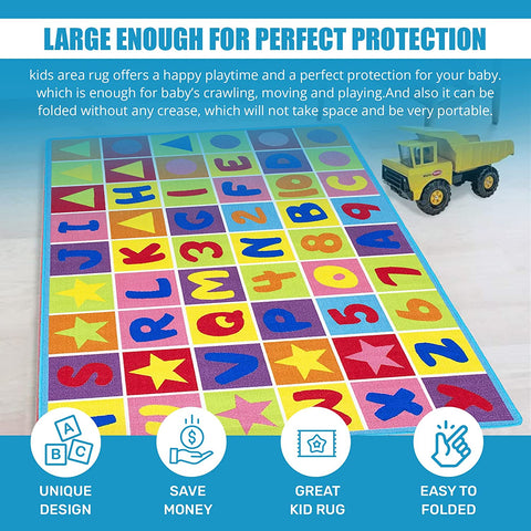 Colorful Kids Educational Rug for Playroom and Classroom - Learn and Play - lambzydecor.com