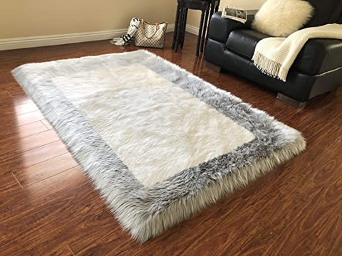 Versatile Faux Sheepskin Border Rug - Adds Coziness to Your Living Space - lambzydecor.com