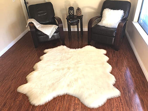 LAMBZY Genuine Sheepskin Silky Area Rug - Thick Strong Bottom Texture Stain Resistant Area Rug - lambzydecor.com