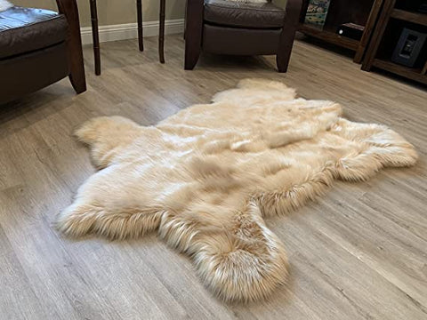 LAMBZY Faux Sheepskin Super Soft Hypoallergenic Silky Shag Bear Rug for Living Room, Kids Room, Sofa - lambzydecor.com