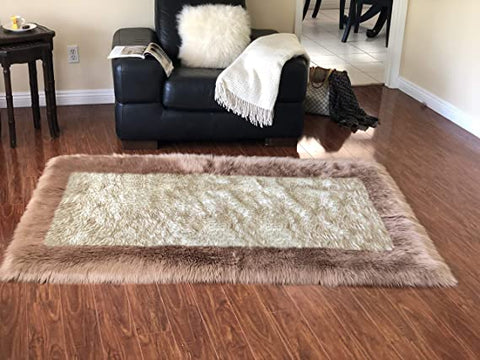 Versatile Faux Sheepskin Border Rug - Adds Coziness to Your Living Space - lambzydecor.com