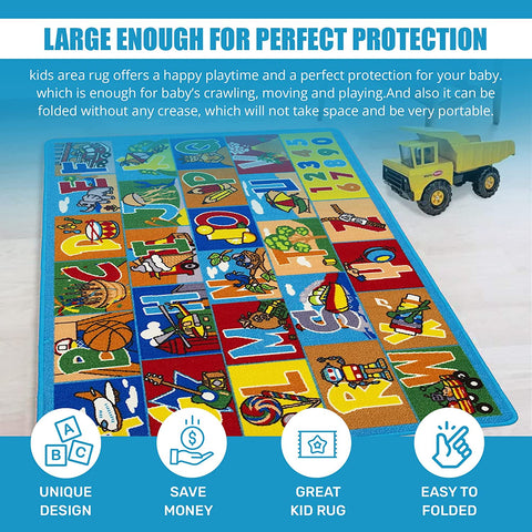 Colorful Kids Educational Rug for Playroom and Classroom - Learn and Play - lambzydecor.com
