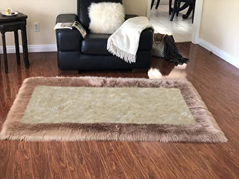 Versatile Faux Sheepskin Border Rug - Adds Coziness to Your Living Space - lambzydecor.com