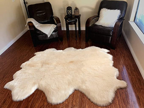LAMBZY Genuine Sheepskin Silky Area Rug - Thick Strong Bottom Texture Stain Resistant Area Rug - lambzydecor.com