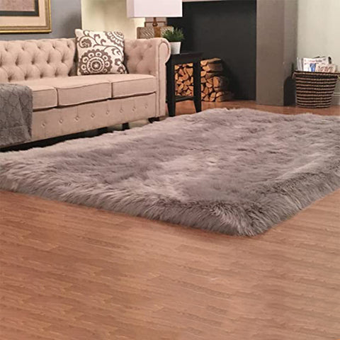 Plush and Premium Faux Sheepskin Shag Rug - Lena Collection, Square Area Rug - lambzydecor.com