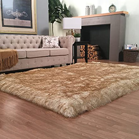 Plush and Premium Faux Sheepskin Shag Rug - Lena Collection, Square Area Rug - lambzydecor.com