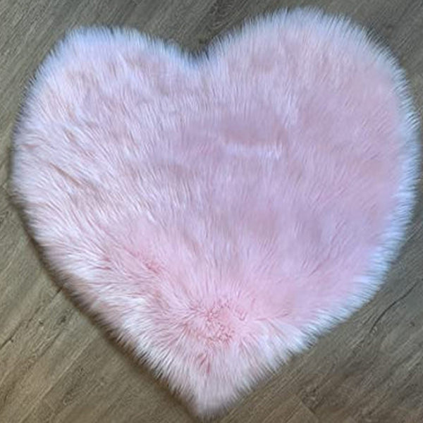 LAMBZY Faux Sheepskin Super Soft Hypoallergenic Heart Shaped Shag Rug