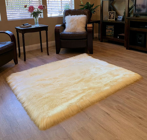 LAMBZY Faux Sheepskin Super Soft Hypoallergenic Silky Square Shag Rug for Living Room, Kids Room. - lambzydecor.com