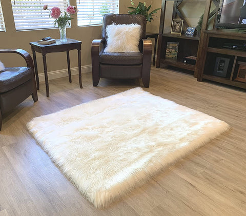 LAMBZY Faux Sheepskin Super Soft Hypoallergenic Silky Square Shag Rug for Living Room, Kids Room. - lambzydecor.com