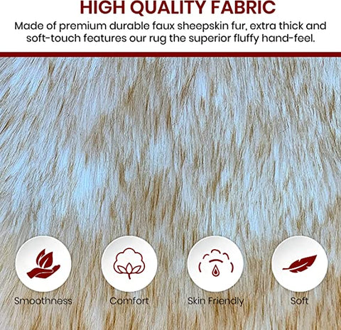 Luxury Faux Sheepskin Fur Rug, Fluffy Area Rug, Non-Slip Home Décor Accent - lambzydecor.com