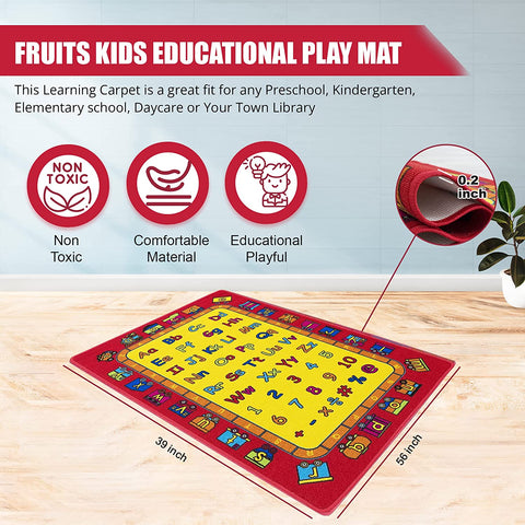 Colorful Kids Educational Rug for Playroom and Classroom - Learn and Play - lambzydecor.com